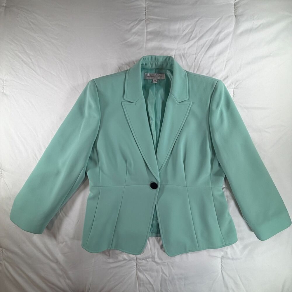Tahari Arthur S. Levine Light Women's Blue Blazer 14 Petite